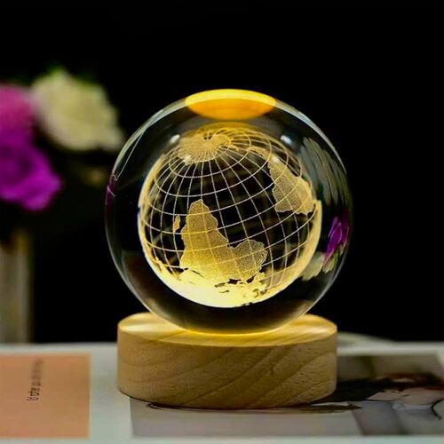 3D Crystal Globe Night Lamp – Earth Edition 🌍