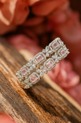Stylish Pink AD  Bangles for Women & Girls – Set of 2
