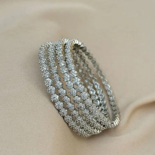 American Diamond Silver Bangles Set