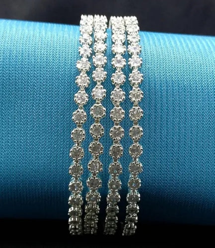 American Diamond Silver Bangles Set