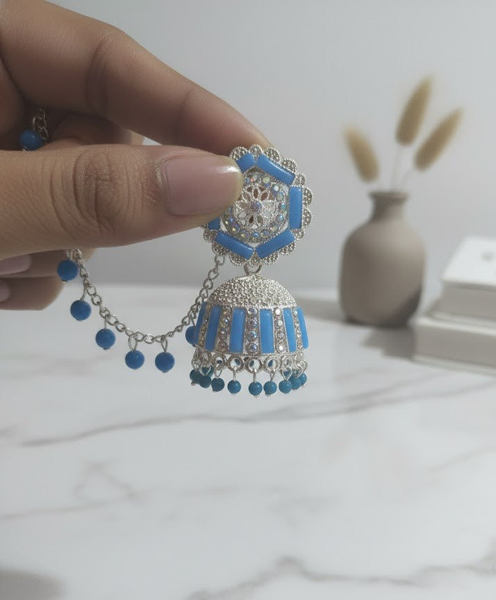 Icy Blue Radiance Silver Earrings