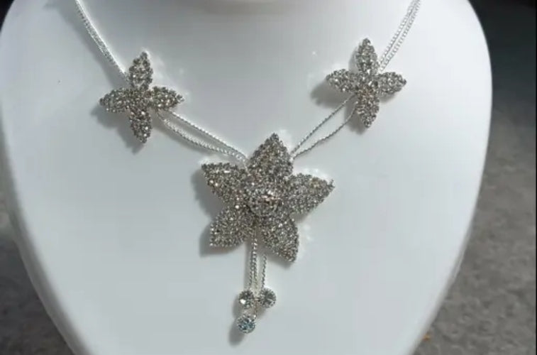 Silver-Star Design Necklace Set with Earrings
