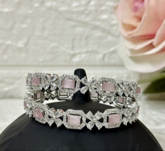 Stylish Pink AD  Bangles for Women & Girls – Set of 2