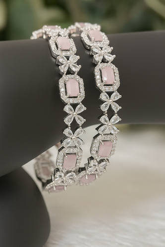 Stylish Pink AD  Bangles for Women & Girls – Set of 2