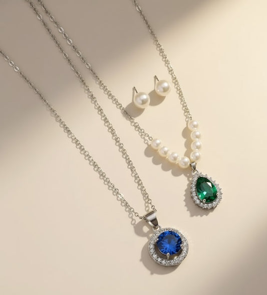 3-in-1 Combo | Trendy Blue, Bridal & Pearl Jewellery Sets