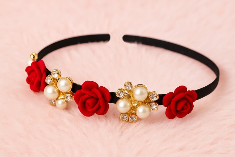 Rose Flower & Wings Hair Band