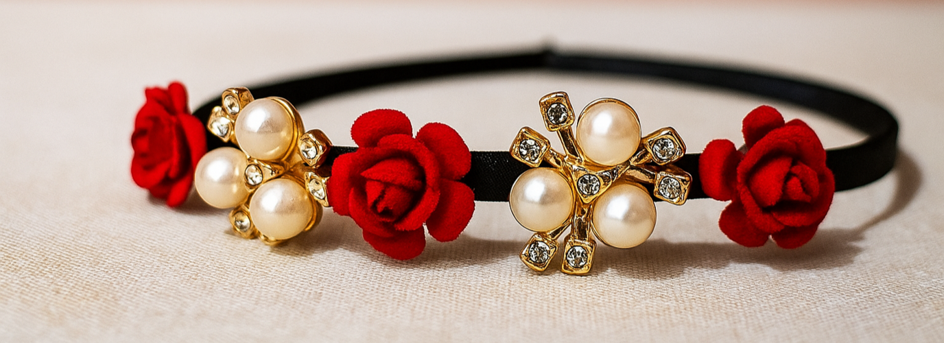 Rose Flower & Wings Hair Band