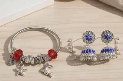 Blue Glow Silver Jewelry Combo