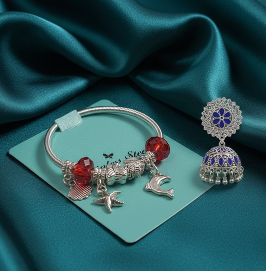 Blue Glow Silver Jewelry Combo