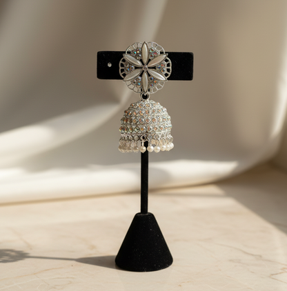 Silver & Blue Jhumka Earring Combo – Elegant Festive Pair