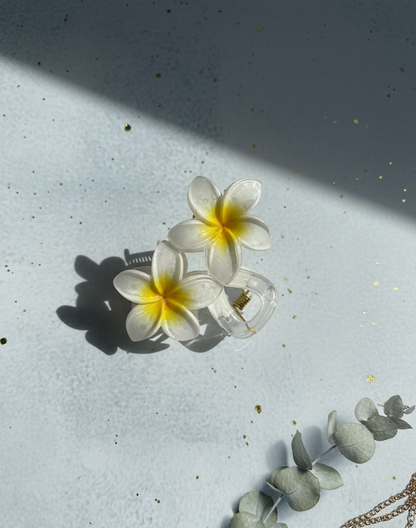 Double Plumeria Flower Hair Claw Clip