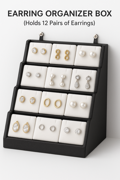 Black Earring Organizer Box – Holds 12 Pairs, Wholesale Pack (MOQ - 100)