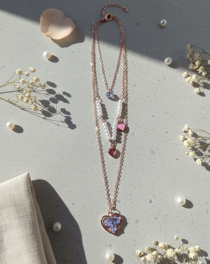 Layered Heart Charm Necklace