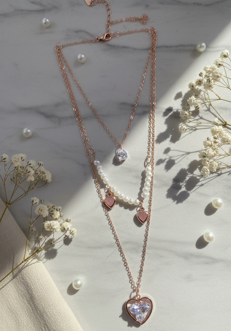 Layered Heart Charm Necklace