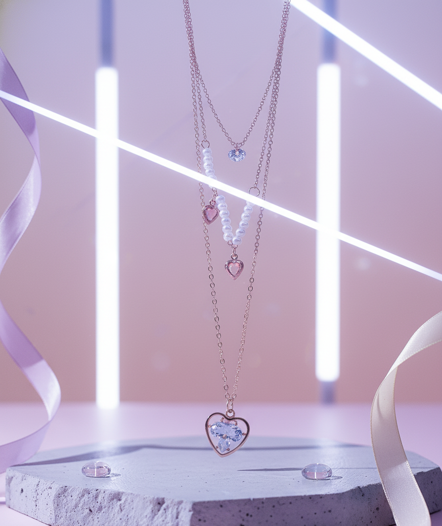 Layered Heart Charm Necklace