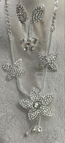Silver-Star Design Necklace Set with Earrings