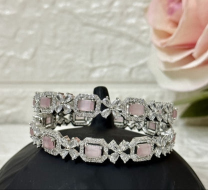 Stylish Pink AD  Bangles for Women & Girls – Set of 2