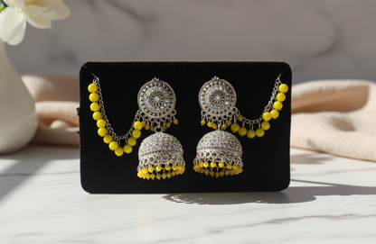 Silver & Yellow Jhumka Combo – Elegant Set