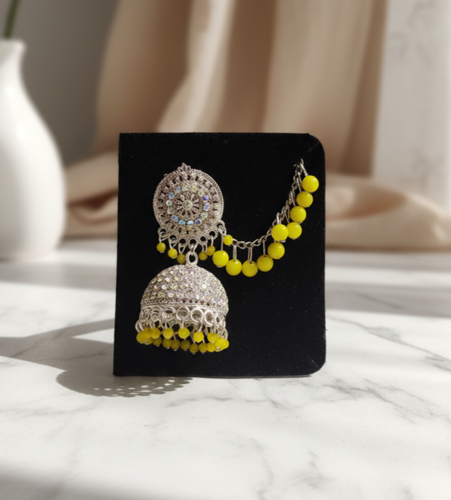Silver & Yellow Jhumka Combo – Elegant Set